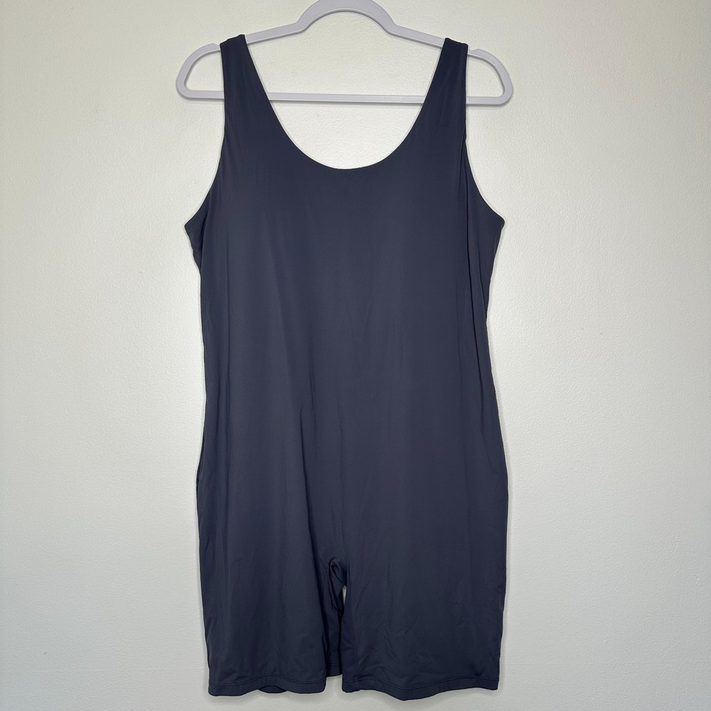 Athleisure Bodysuit Shorts 2XL Gray Nylon Spandex Sleeveless Gym‎ Workout